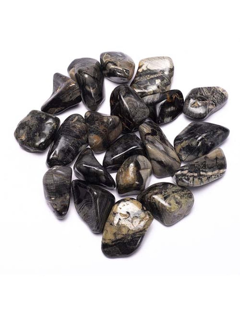 Stones & Bones® - Zilverblad Silverleaf Jaspis Trommelsteen - maat 3