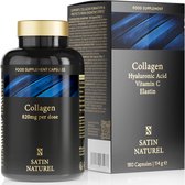 Satin Naturel Collagen Complex met Hyaluronzuur en Collageen - 180 supplementen met hoge dosering aan Vitamine C, Spirulina en Elastine, Voedingssupplementen voor optimale huidverzorging, capsules voor 3 maanden voorraad