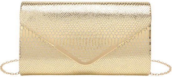 Sac bandoulière Jessica gold - sac de soirée - pochette - imprimé serpent - chaîne bandoulière amovible - sac femme