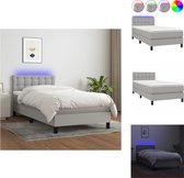 vidaXL Bed - Boxspring met matras en LED - 203 x 100 x 78/88 cm - lichtgrijs - wit - Pocketvering matras - Huidvriendelijk topmatras - Kleurrijke LED-verlichting - verstelbaar hoofdbord - Bed