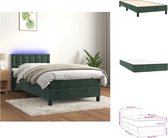 vidaXL Bed Donkergroen Fluweel 203x100x78/88 cm - LED - Pocketvering - Bed