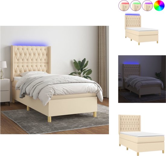 vidaXL Bed - Boxspring 90x190 - LED-verlichting - Bed
