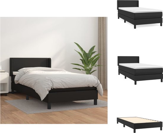 vidaXL Boxspringbed - Kunstleer - Pocketvering - Middelharde ondersteuning - Inclusief matras en topmatras - Bed