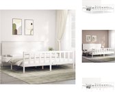 vidaXL Bed Massief Grenenhout - Wit - 205.5 x 205.5 x 82.5 cm - Multiplex Lattenbodem - Bed