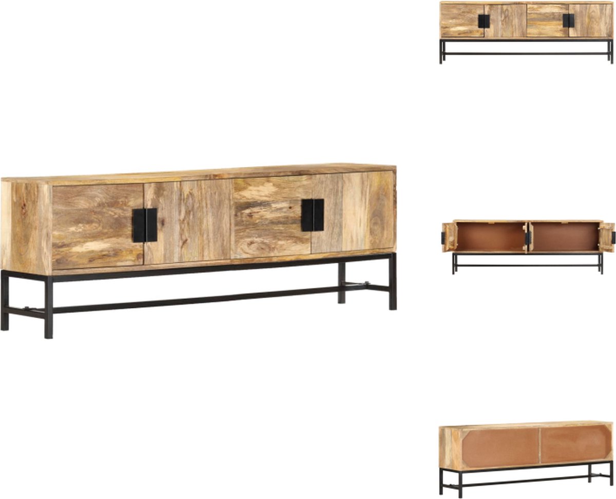 vidaXL Nachtkastje - Massief mangohout - 50 x 33 x 60 cm - Industriële