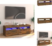 vidaXL TV-meubel Hout - 120 x 35 x 40 cm - LED-verlichting - Gerookt eiken - Kast