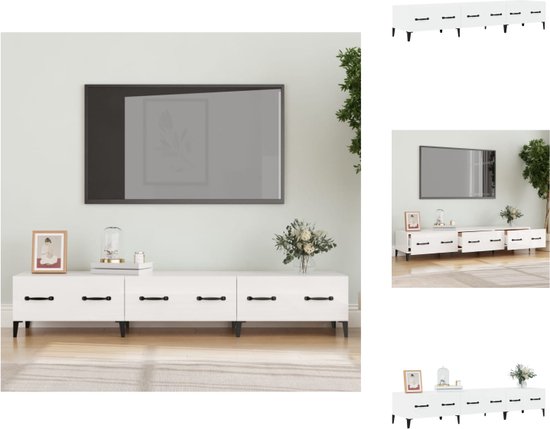 vidaXL TV-meubel wit 150x34.5x30cm - Stevig - modern - opbergruimte | - | - TV-meubels | Materiaal- bewerkt hout - ijzer - Kast