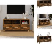 vidaXL TV-meubel Gerookt Eiken - Massief hout - 102 x 36 x 50 cm - Kast