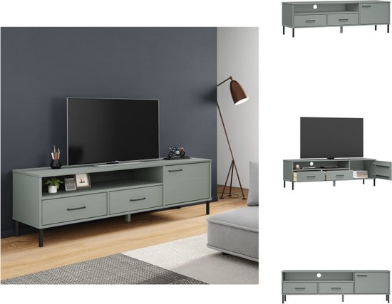 vidaXL OSLO Tv-meubel - 158 x 40 x 46.5 cm - Grijs - Massief grenenhout - Kast