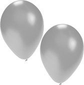 Bellatio Decorations Party ballonnen - zilver - 50x stuks - dia 27 cm - feestartikelen/versieringen