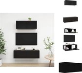 vidaXL Televisiemeubelset - Zwart - Spaanplaat - Montage vereist - 100x30x30 cm en 80x30x30 cm - Praktisch en opvallend - Kast