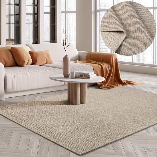 the carpet Premium Wool Handgeweven Vloerkleed, Natuurlijke Vezel Wollen Vloerkleed, Scandinavische Flatweave Stijl Elegantie, 070x140