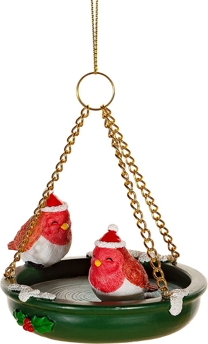 Sass & Belle Vogelbadje kersthanger - Sass & Belle bruin