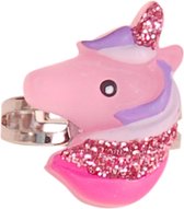 Ringetje Kindermaat - Eenhoorn Glitters Roze - Zilverkleurig & Verstelbaar