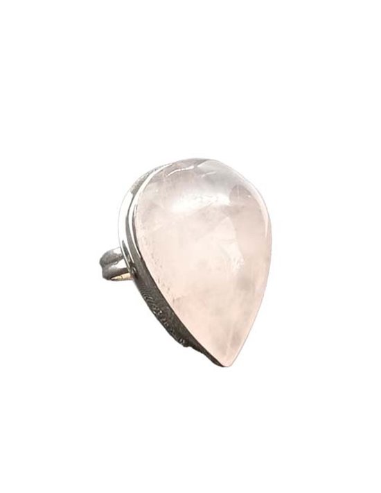 Stones & Bones® - Rozekwarts ring verstelbaar 925 zilver
