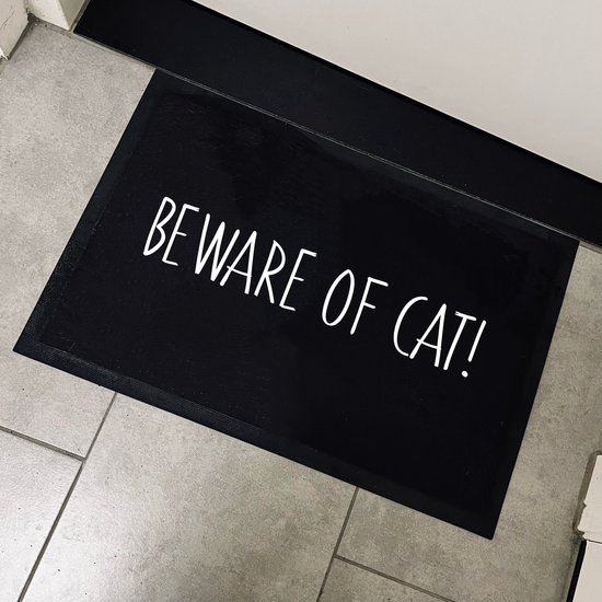 Deurmat met tekst-Beware of cat-Grappige deurmat-Deurmat binnen-70x50cm