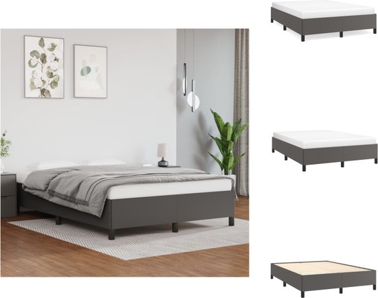 vidaXL Bedframe - Bedframe - Afmeting- 203 x 143 cm - Kleur- Grijs - Materiaal- Kunstleer - vidaXL - Bed