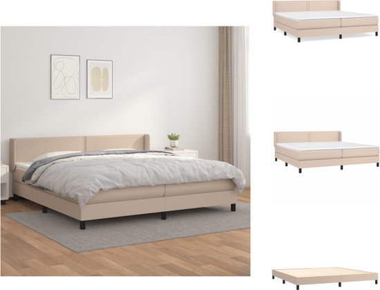 vidaXL Boxspring Bed - Cappuccino Kunstleer - 203 x 203 x 78/88 cm - Pocketvering Mattress - Huidvriendelijke Topper - Bed