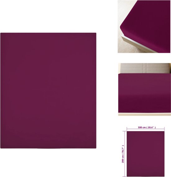 vidaXL Jersey Hoeslaken - Bordeaux - 100 x 200 cm - 100% Katoen - Hoeslaken