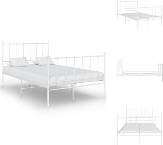 vidaXL Bedframe - Comfort - Tweepersoonsbed - 206 x 125 x 99 cm - Gepoedercoat metaal - Bed