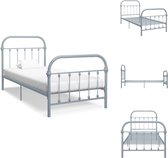 vidaXL Metalen bedframe - Grijs - 213 x 101 x 109 cm - Geschikt voor 90 x 200 cm matras - Montage vereist - Bed