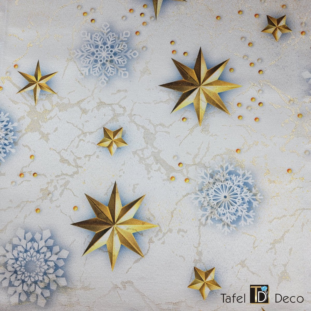 Tafel-Deco Kerst tafelloper ecru met een 3D print 50 x 220 cm
