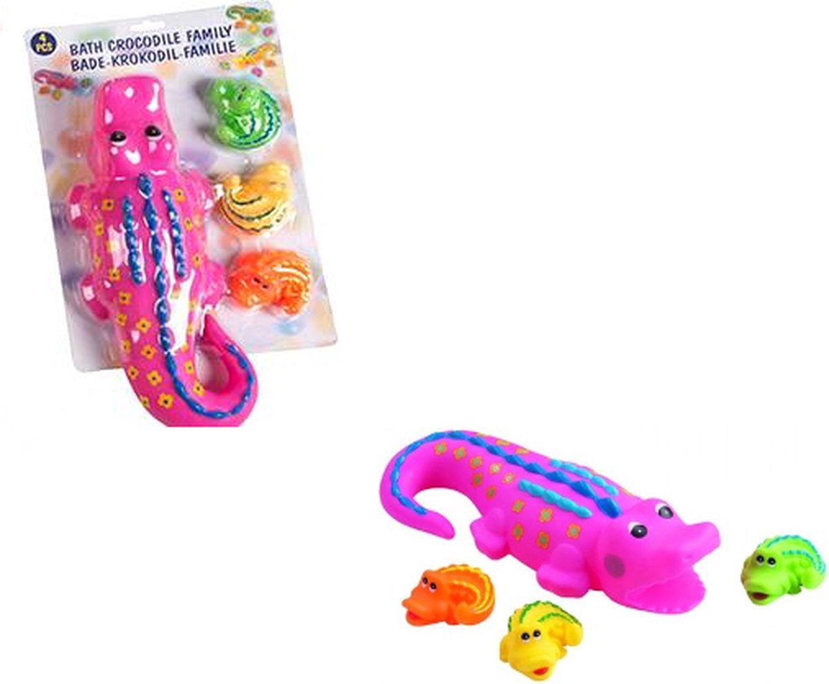 Eddy Toys Bad Krokodillen Met 3 Baby's 28 Cm Roze