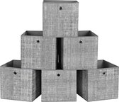 Boîtes de rangement pliables, 6 pièces, cubes, poubelles, paniers, coffres, en tissu non tissé, 30 x 30 x 30 cm, pour speelgoed, vêtements, gris chiné RFB02LG-3