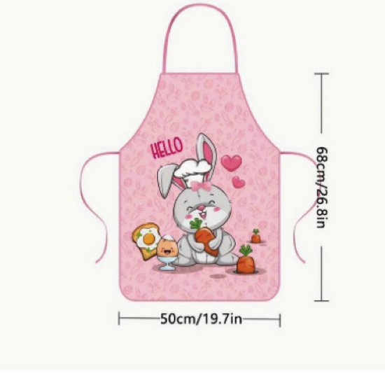 Kinderschort roze met konijn - Keukenschort -schort voor knutselen - koken