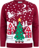 Foute Kersttrui Dames & Heren - Christmas Sweater "Gezellig Kerstlandschap" - Mannen & Vrouwen Maat S - Kerstcadeau