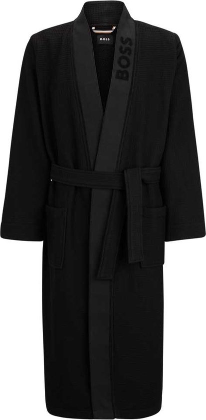 BOSS Waffle Kimono - robe de chambre pour hommes (épaisseur moyenne) - noir - Taille: XL