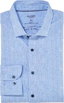 OLYMP 24/7 Level 5 body fit overhemd - tricot - koningsblauw - Strijkvriendelijk - Boordmaat: 43