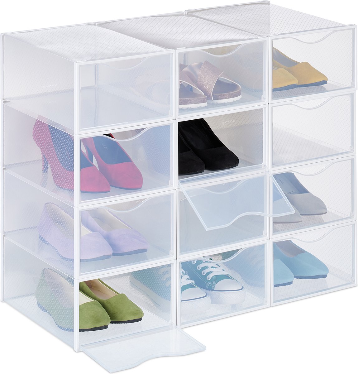 schoenen opbergsysteem - set van 12 - kunststof - tot maat 45 - sneakerbox - stapelbaar