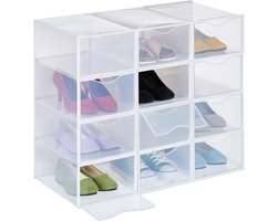 Schoenen opbergsysteem - set van 12 - kunststof - tot maat 45 - sneakerbox - stapelbaar