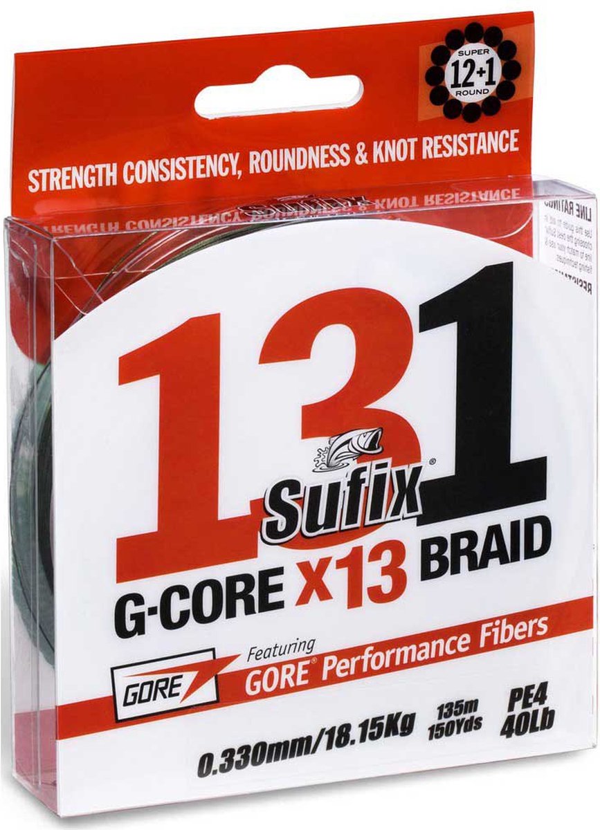 Sufix 131 G-core Gevlochten Vislijn 1500 M Geel 0.235 mm