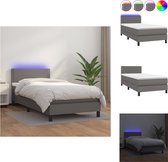 vidaXL Boxspring Grijs - Bedframe met Verstelbaar Hoofdbord - Pocketvering Matras - Huidvriendelijk Topmatras - Inclusief LED-strip - Bed