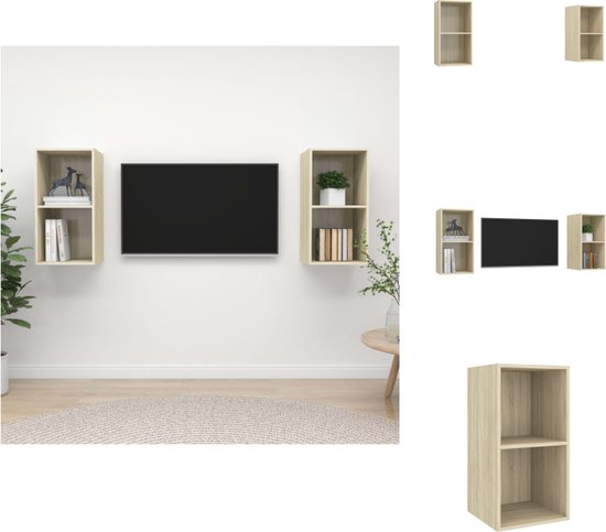 vidaXL Televisiewandmeubel Set - Sonoma Eiken - 37x37x72 cm - 2 stuks - Kast