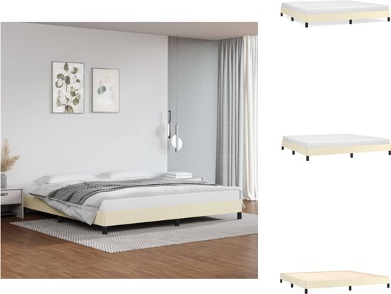 vidaXL Bedframe - Kunstleer - Multiplex Lattenbodem - Crème - 203 x 203 x 25 cm (L x B x H) - Bed