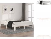 vidaXL Bedframe - Grenenhout - Wit - 203.5 x 143.5 x 30 cm - 140 x 200 cm (matras niet inbegrepen) - Bed