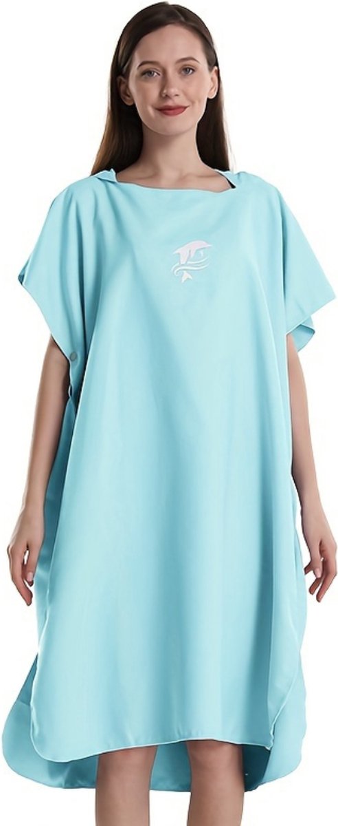 Livano Surf Poncho Voor Volwassenen - Omkleed Handdoek - Dames & Heren - Zacht - Lichtblauw