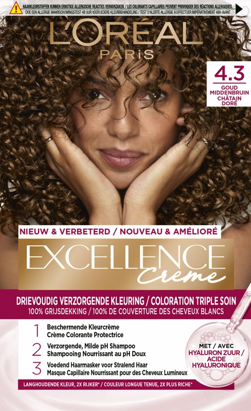 Excellence Crème 4.3 Midden Goudbruin Permanente Haarverf | bol