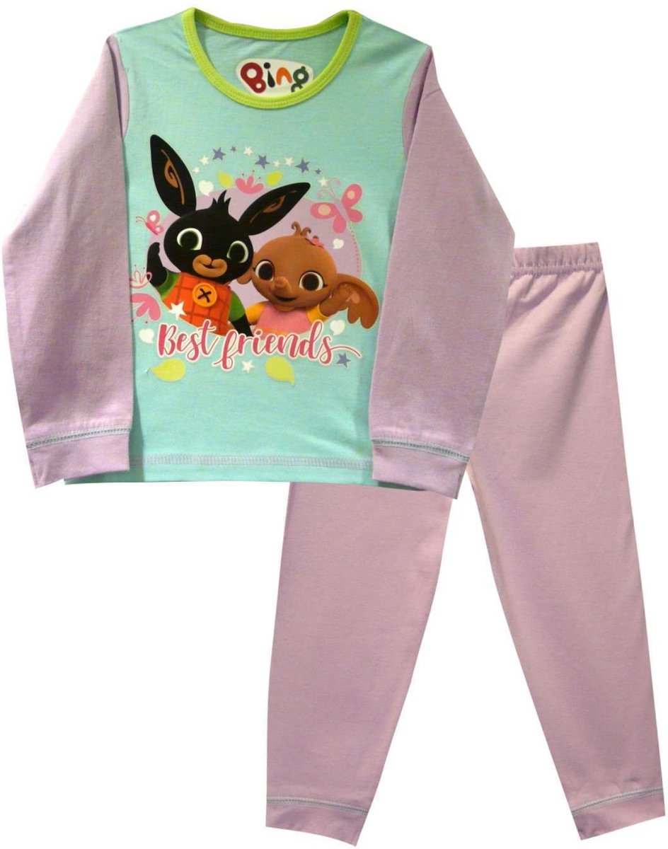 Bing Bunny pyjama - paars met groen - Bing en Sula pyama - 100% katoen - maat 86