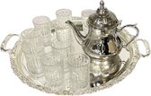 Service à thé familial marocain - plateau théière - 12 verres