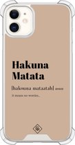 Casimoda® hoesje - Geschikt voor iPhone 11 - Hakuna Matata - Shockproof case - Extra sterk - Siliconen/TPU - Bruin/beige, Transparant