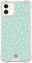 Casimoda® hoesje - Geschikt voor iPhone 11 - Slangenprint pastel mint - Shockproof case - Extra sterk - Siliconen/TPU - Mint, Transparant