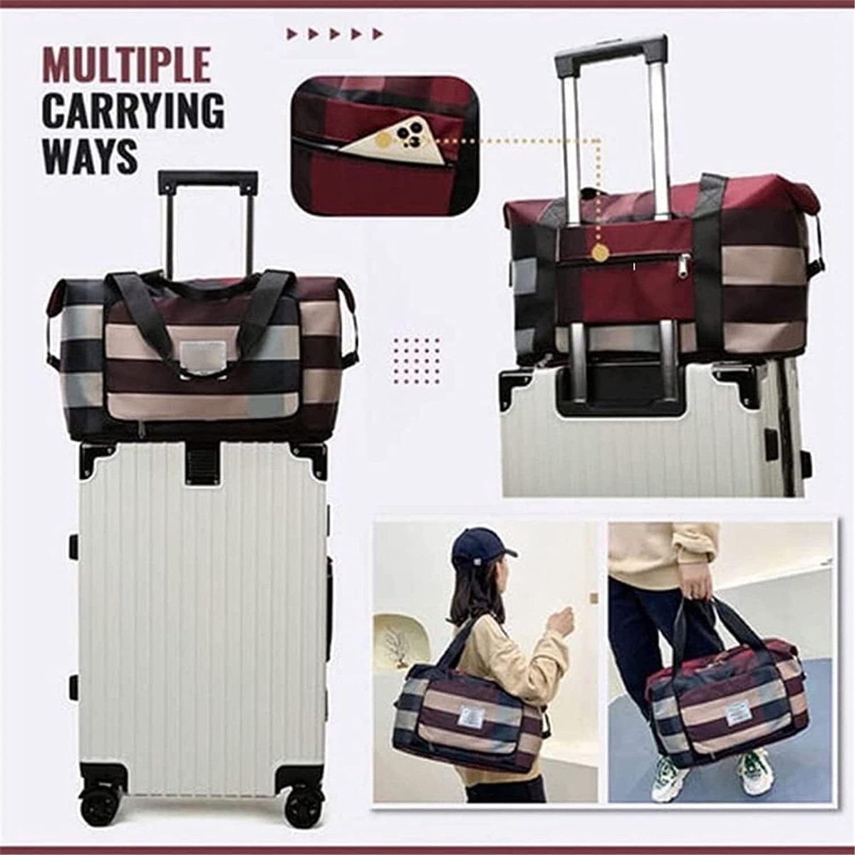 Cocoletti Opvouwbare reistas, 40 liter, uitbreidbare tas voor dames en heren, handbagage voor reizen en dagelijks gebruik, roze, 40 EU Cocoletti Opvouwbare reistas, 40 liter, uitbreidbare tas voor dames en heren, handbagage voor reizen en dagelijks gebruik, roze, 40 EU