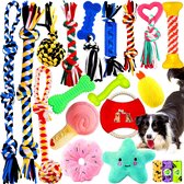 Tonsooze Hondenspeelgoed, 20 stuks speelgoed voor honden, voor robuuste tanden, kauwen, duurzaam speelgoed, tandtrainingsset, interactieve speelset, onverwoestbaar, voor kleine, grote en middelgrote honden