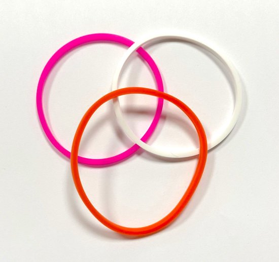 Set met 3 gekleurde armbandjes - Inclusief vrolijke confetti verpakking - Roze, oranje, wit - Damesdingetjes