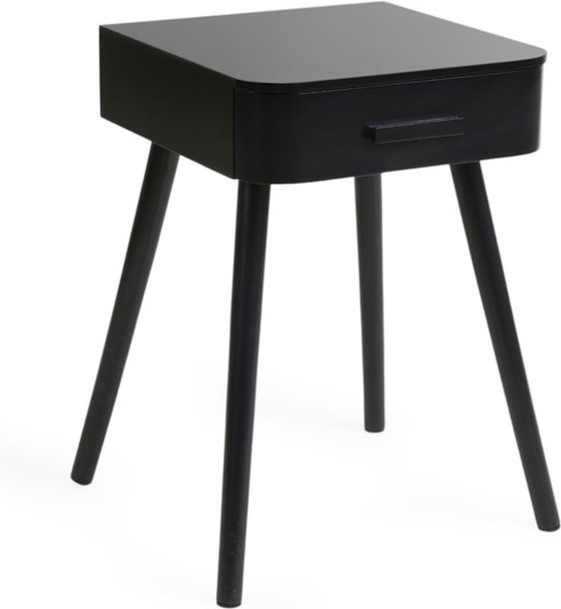 Lifa Living - Nachtkastje met Lade - Zwart - met Opbergruimte - MDF en Dennenhout - 40 x 36 x 52 cm