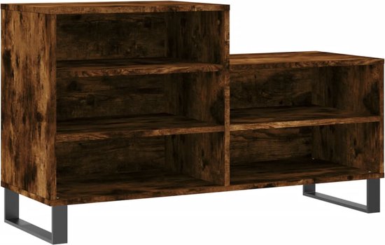 vidaXL - Schoenenkast - 102x36x60 - cm - bewerkt - hout - gerookt - eikenkleurig